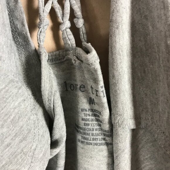 Love Tribe Juniors Gray USA Macrame Back Tank Top NWT MEDIUM - Picture 5 of 5